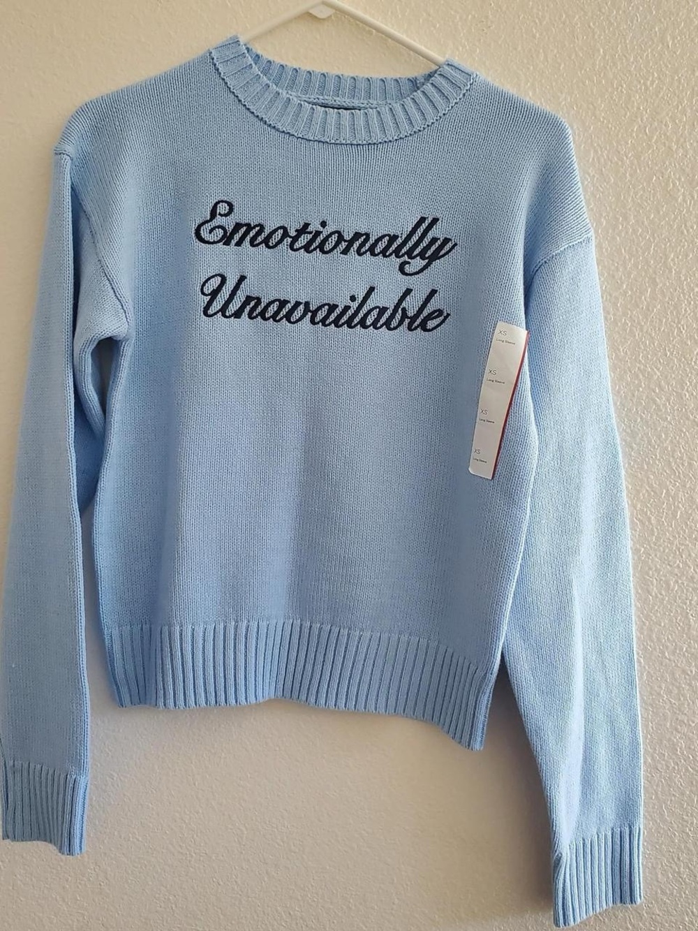 NWT wild fable Light Blue 'Emotionally Unavailable' Crewneck Sweater